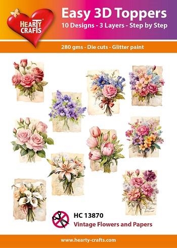Easy 3D Toppers Vintage flowers and papers